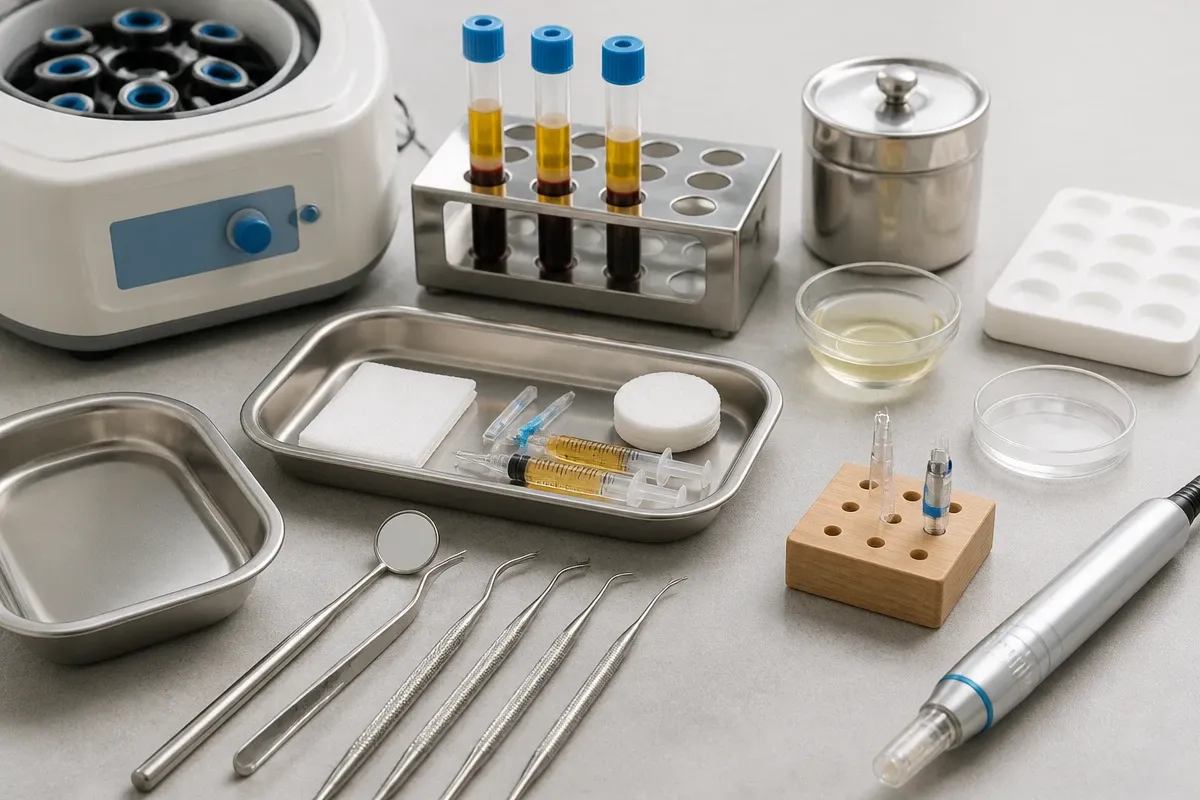 Tools and materials for this type of treatment laid out on a light-colored surface — an illustration for the "Contraindications" section