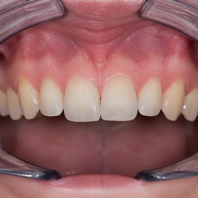 Root canal filling — close-up clinical photograph of the result after treatment