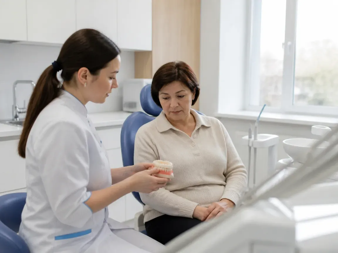 End of appointment: the doctor sits with the patient to go over aftercare instructions — illustration for the "Bonding and aftercare instructions" section