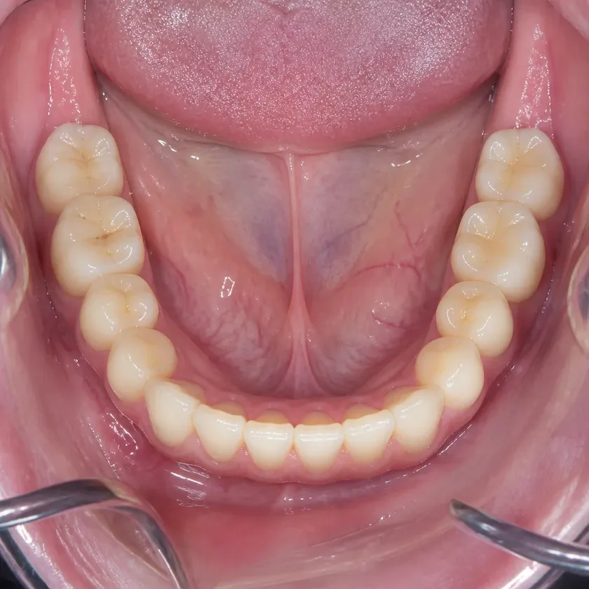 Dental prosthetics — close-up clinical photograph of the result after treatment