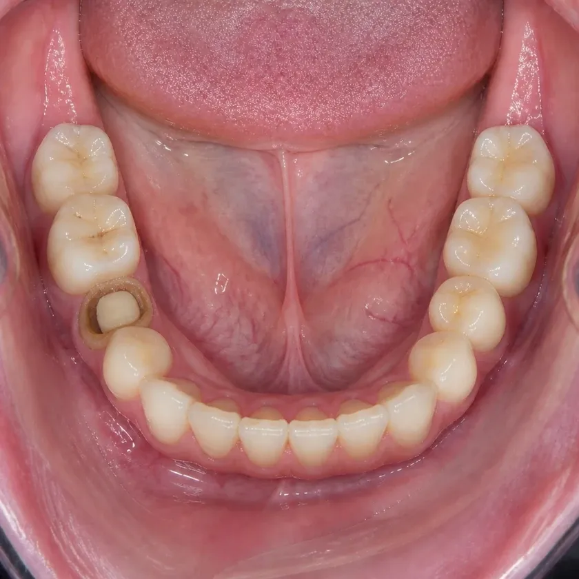 Dental prosthetics — pre-treatment condition on a clinical image