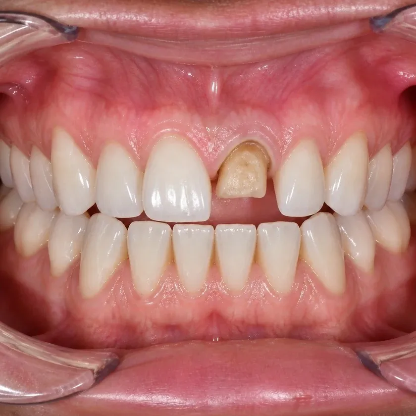 Dental prosthetics — pre-treatment condition on a clinical image