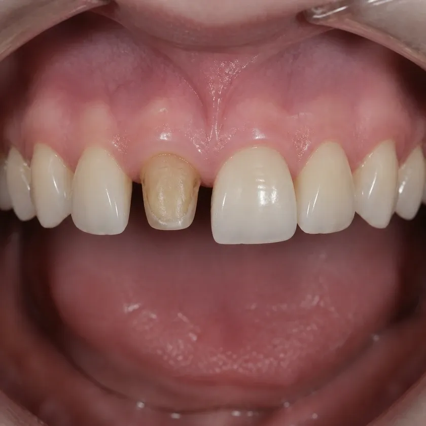 Dental prosthetics — pre-treatment condition on a clinical image