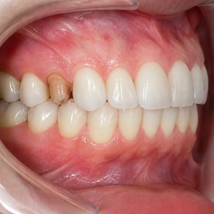 Dental prosthetics — pre-treatment condition on a clinical image