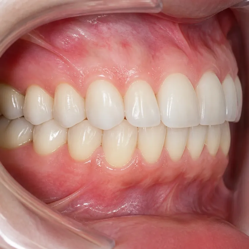 Dental prosthetics — close-up clinical photo of the result after treatment