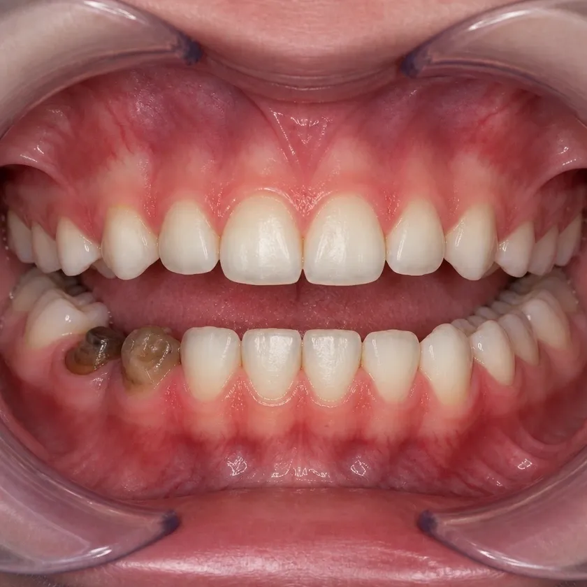 Pediatric dental prosthetics — pre-treatment condition on a clinical image