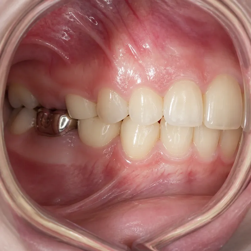 Dental prosthetics in children — close-up clinical image of the result after treatment