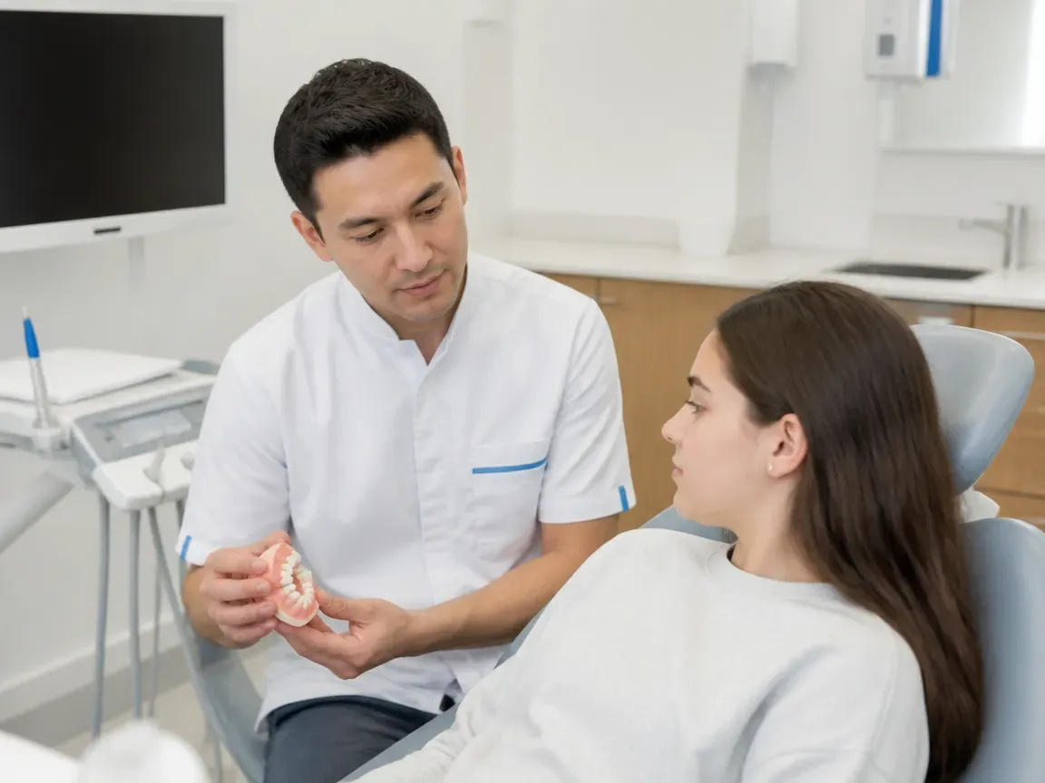 End of appointment: the doctor next to the patient goes over aftercare recommendations — illustration for the "Completion and Follow-up" section