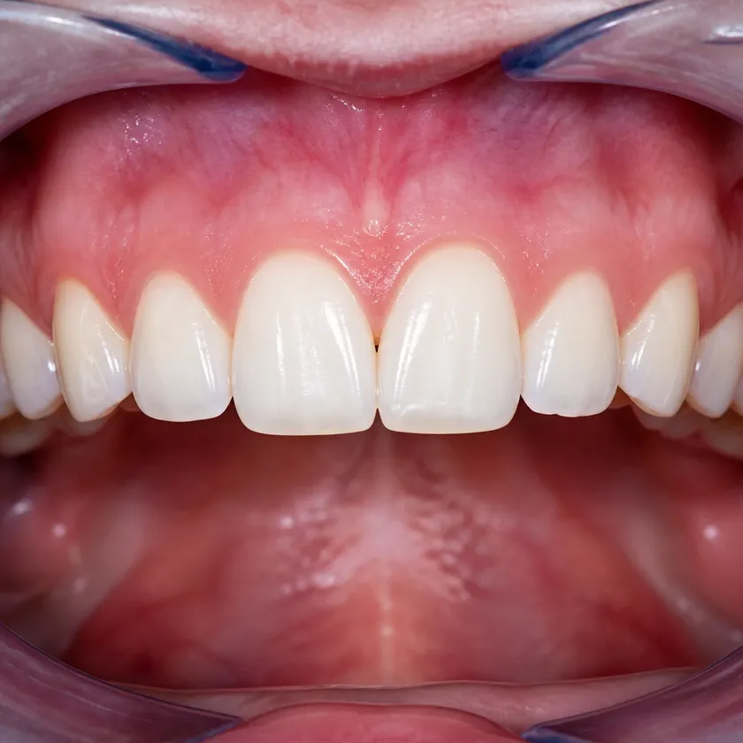 Dental aligners — close-up of the result after treatment in a clinical photograph
