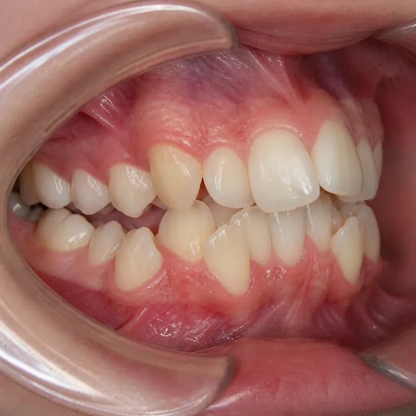 Kids' dental trainers — pre-treatment condition in a clinical photograph