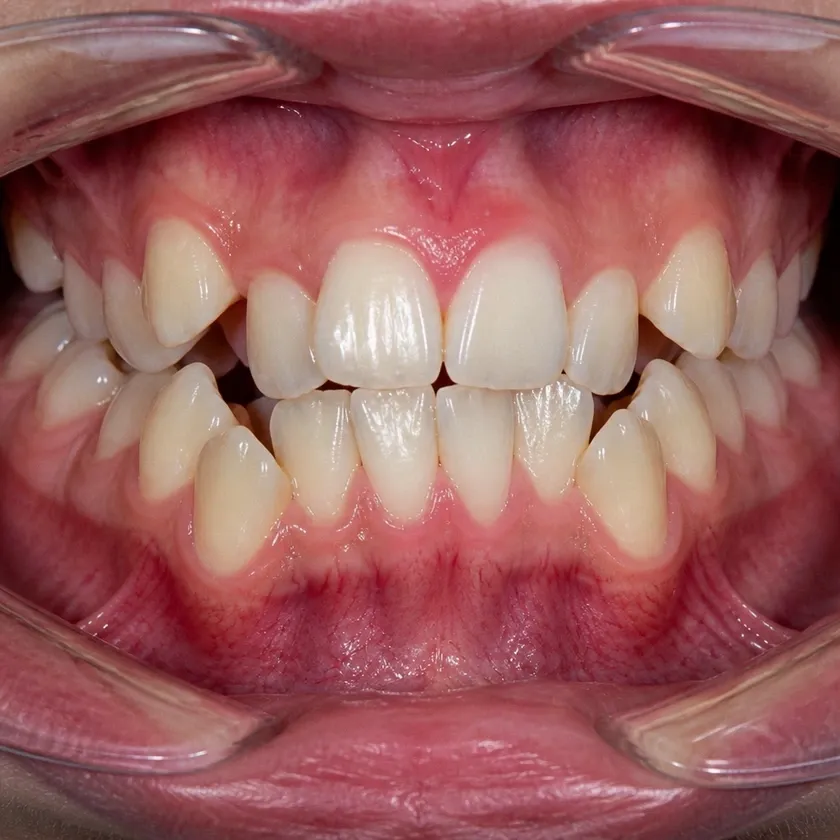 Kids' dental trainers — pre-treatment condition in a clinical photograph