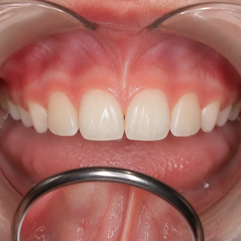 Close-up clinical image of children's dental trainers after treatment
