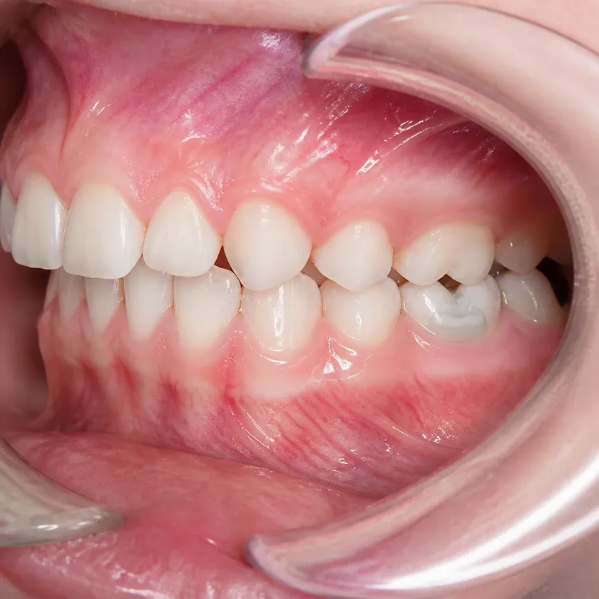 Pulpectomy of a primary tooth — close-up clinical image of the result after treatment