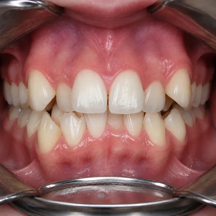Vestibular multiloop edgewise archwire (MEAW) technique — pre-treatment clinical photograph